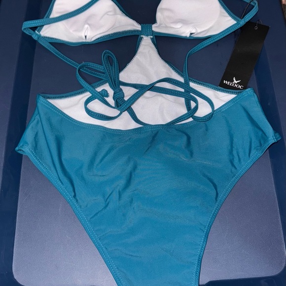 Welooc Deep Teal Cutout Swimsuit - Picture 5 of 5